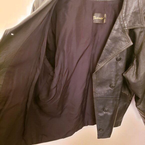 Tadmor Vintage Black Leather Button Front Cropped Jacket Made in Israel Size 40 - Picture 9 of 15